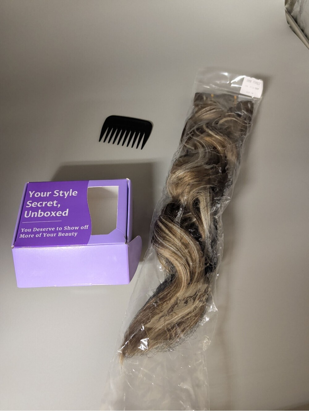24-inch Blonde Brown Curly Synthetic Hair Extension Clip In with Comb